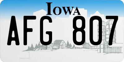 IA license plate AFG807
