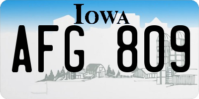 IA license plate AFG809