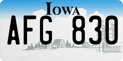 IA license plate AFG830