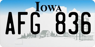 IA license plate AFG836