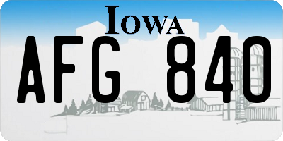 IA license plate AFG840