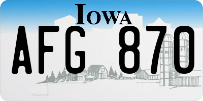 IA license plate AFG870