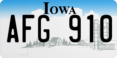 IA license plate AFG910