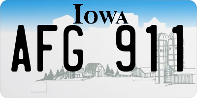 IA license plate AFG911