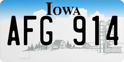 IA license plate AFG914