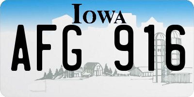 IA license plate AFG916