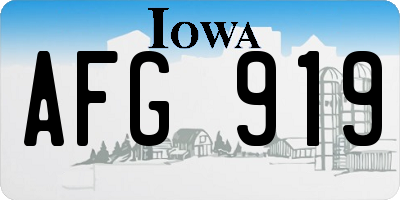IA license plate AFG919