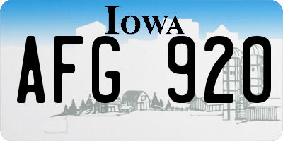 IA license plate AFG920