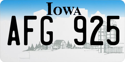 IA license plate AFG925