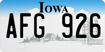 IA license plate AFG926