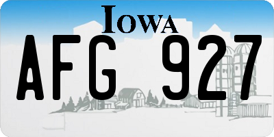 IA license plate AFG927
