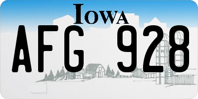 IA license plate AFG928