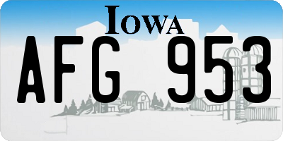 IA license plate AFG953