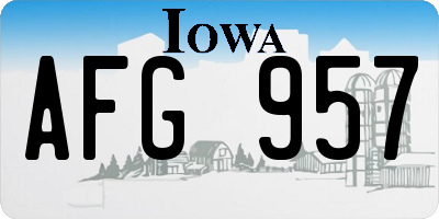 IA license plate AFG957