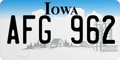 IA license plate AFG962
