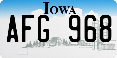 IA license plate AFG968