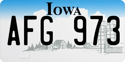IA license plate AFG973