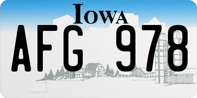 IA license plate AFG978