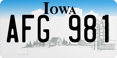 IA license plate AFG981