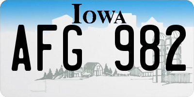 IA license plate AFG982