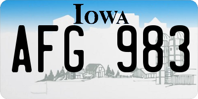 IA license plate AFG983