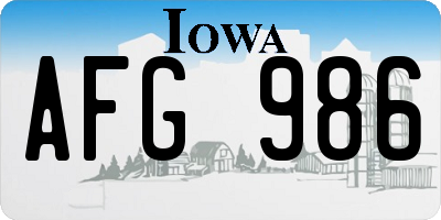 IA license plate AFG986