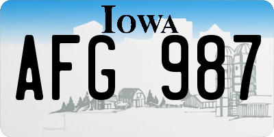 IA license plate AFG987
