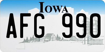 IA license plate AFG990