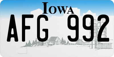 IA license plate AFG992