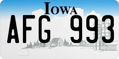 IA license plate AFG993