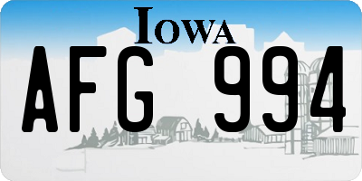 IA license plate AFG994