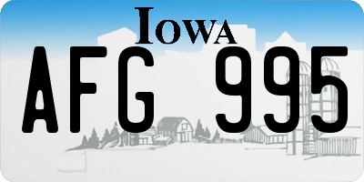 IA license plate AFG995