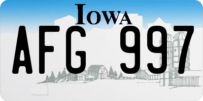 IA license plate AFG997