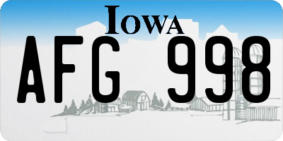 IA license plate AFG998