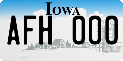 IA license plate AFH000