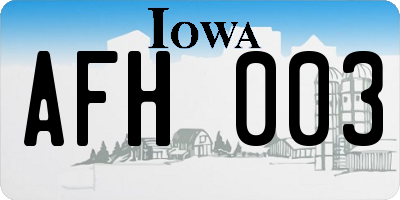 IA license plate AFH003