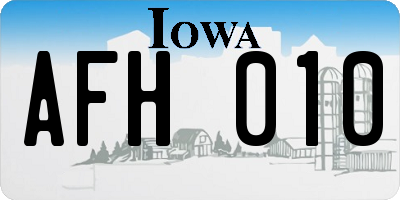 IA license plate AFH010