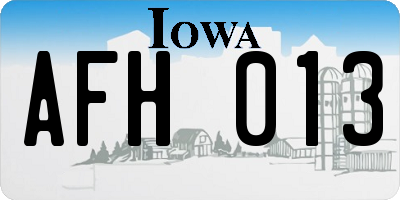 IA license plate AFH013