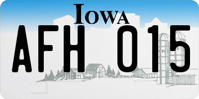 IA license plate AFH015