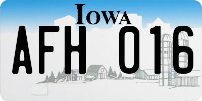 IA license plate AFH016