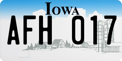 IA license plate AFH017
