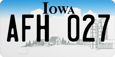 IA license plate AFH027