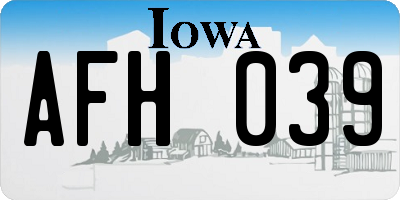 IA license plate AFH039