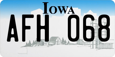 IA license plate AFH068