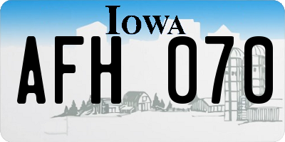 IA license plate AFH070
