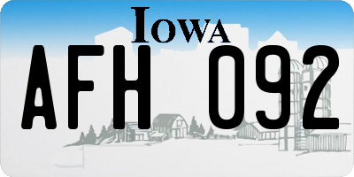 IA license plate AFH092