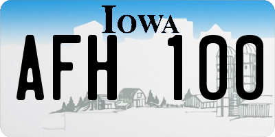 IA license plate AFH100