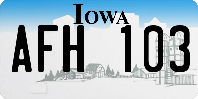 IA license plate AFH103