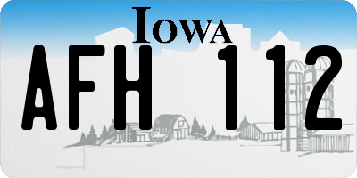 IA license plate AFH112