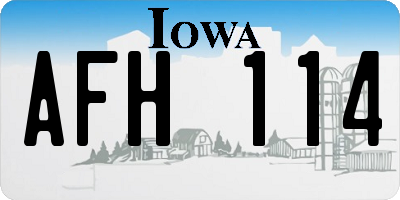 IA license plate AFH114